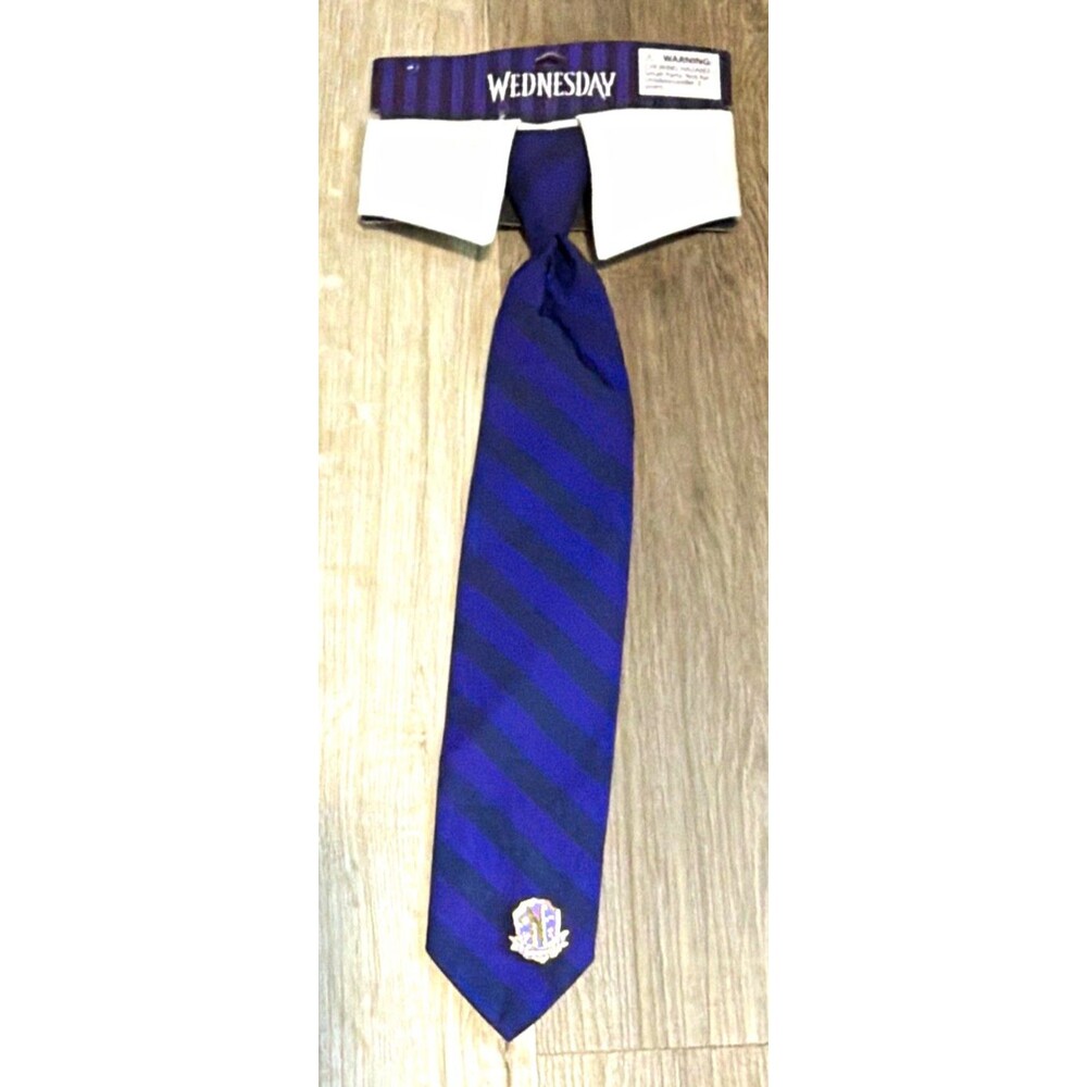Wednesday Kid's/Juniors Purple Black White Striped Tie NWT A23